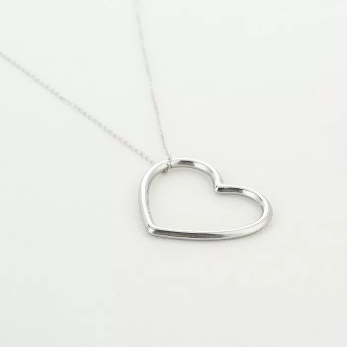 Big charm heart necklace silver