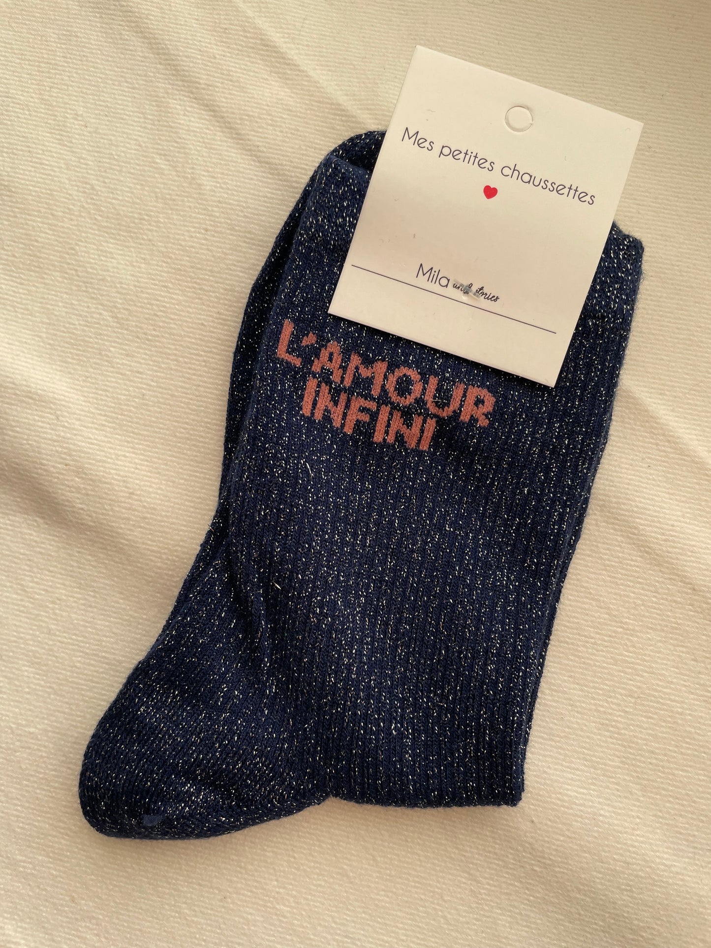 Glitter soks navy l'amour infini