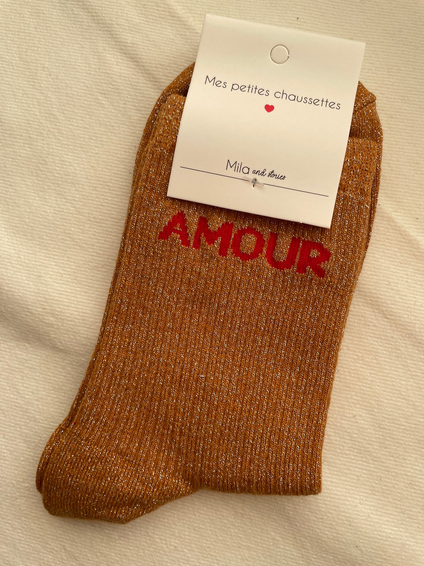 Glitter soks camel amour