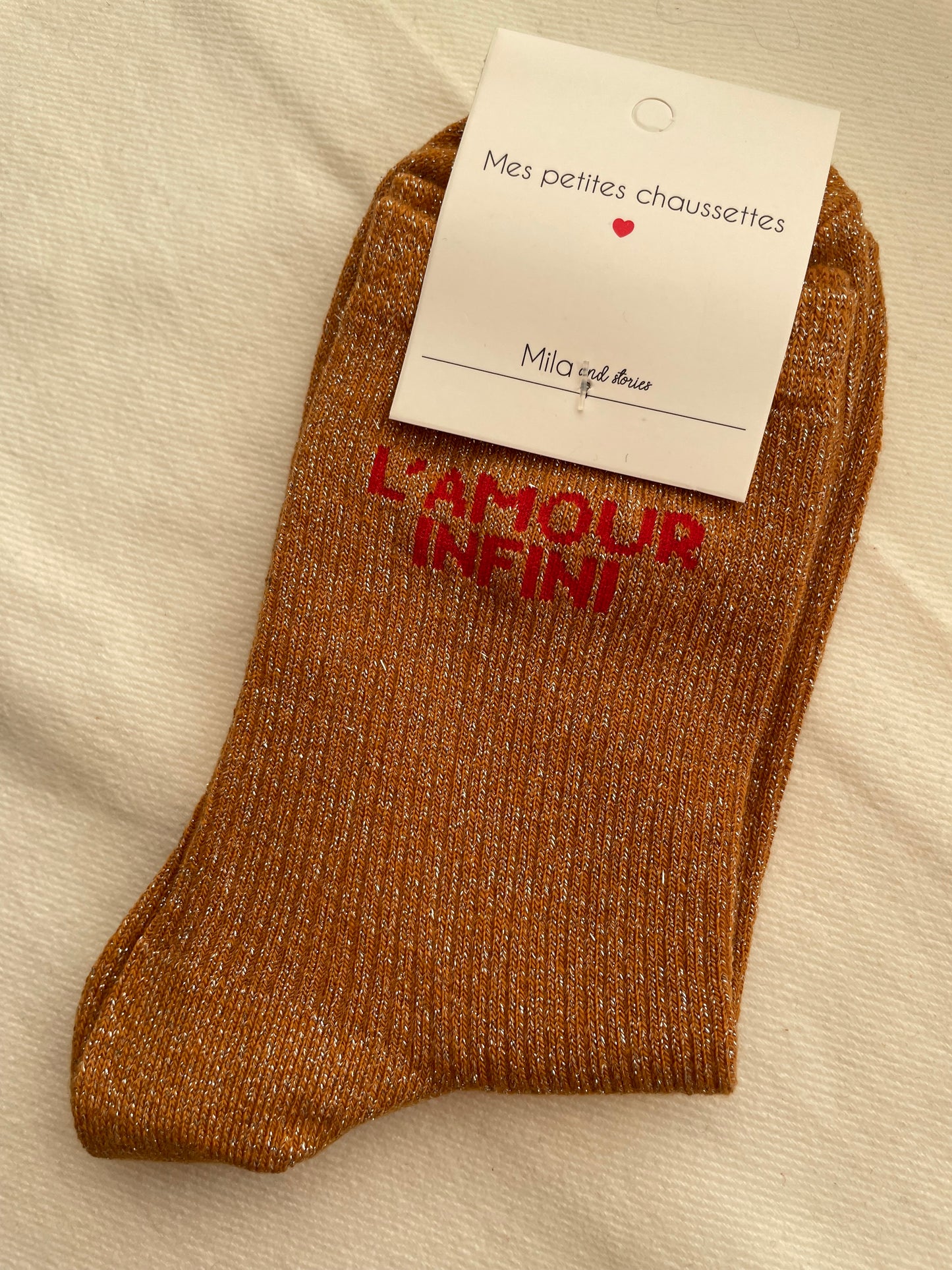 Glitter soks camel l'amour infini