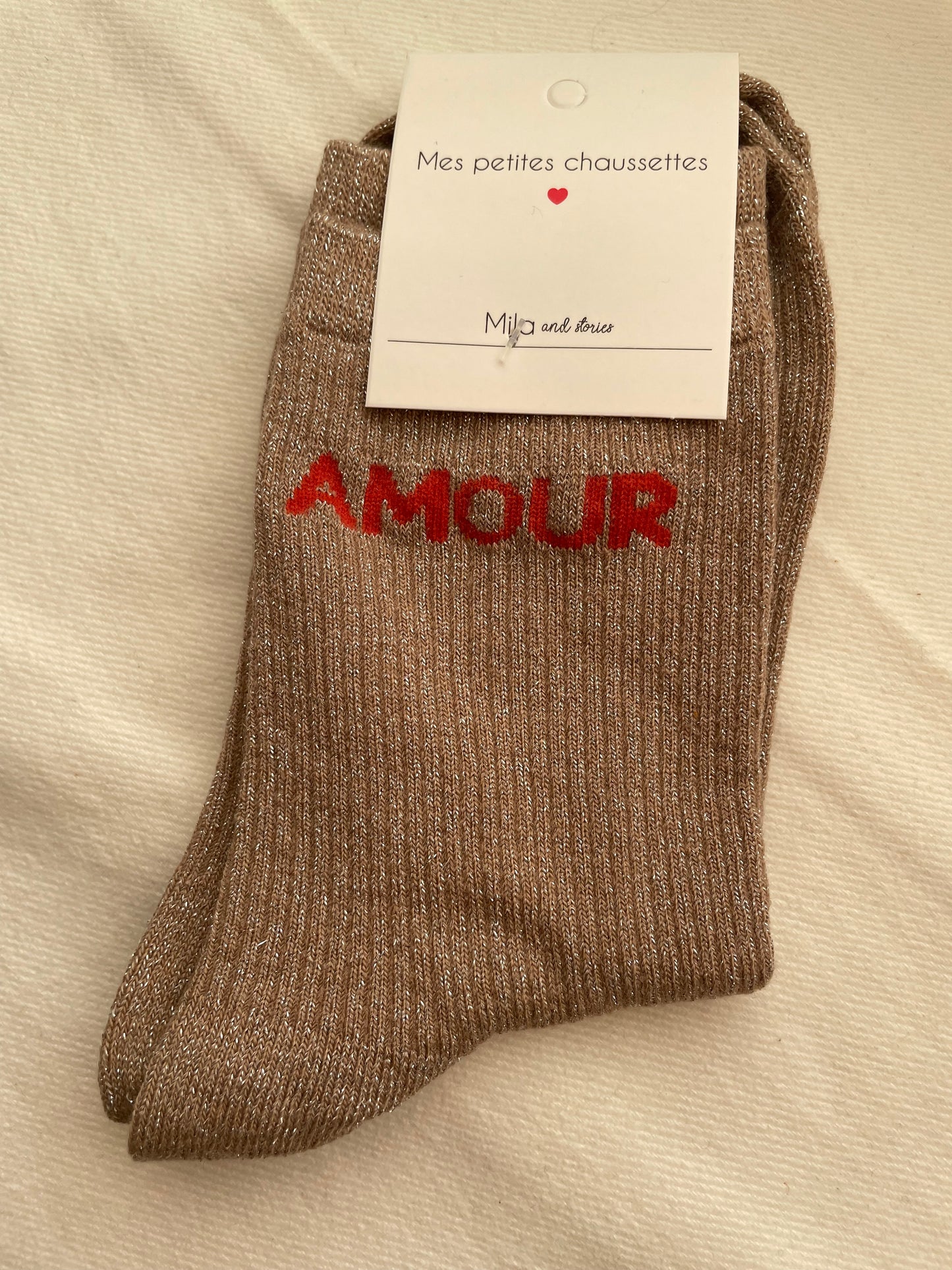 Glitter soks beige amour