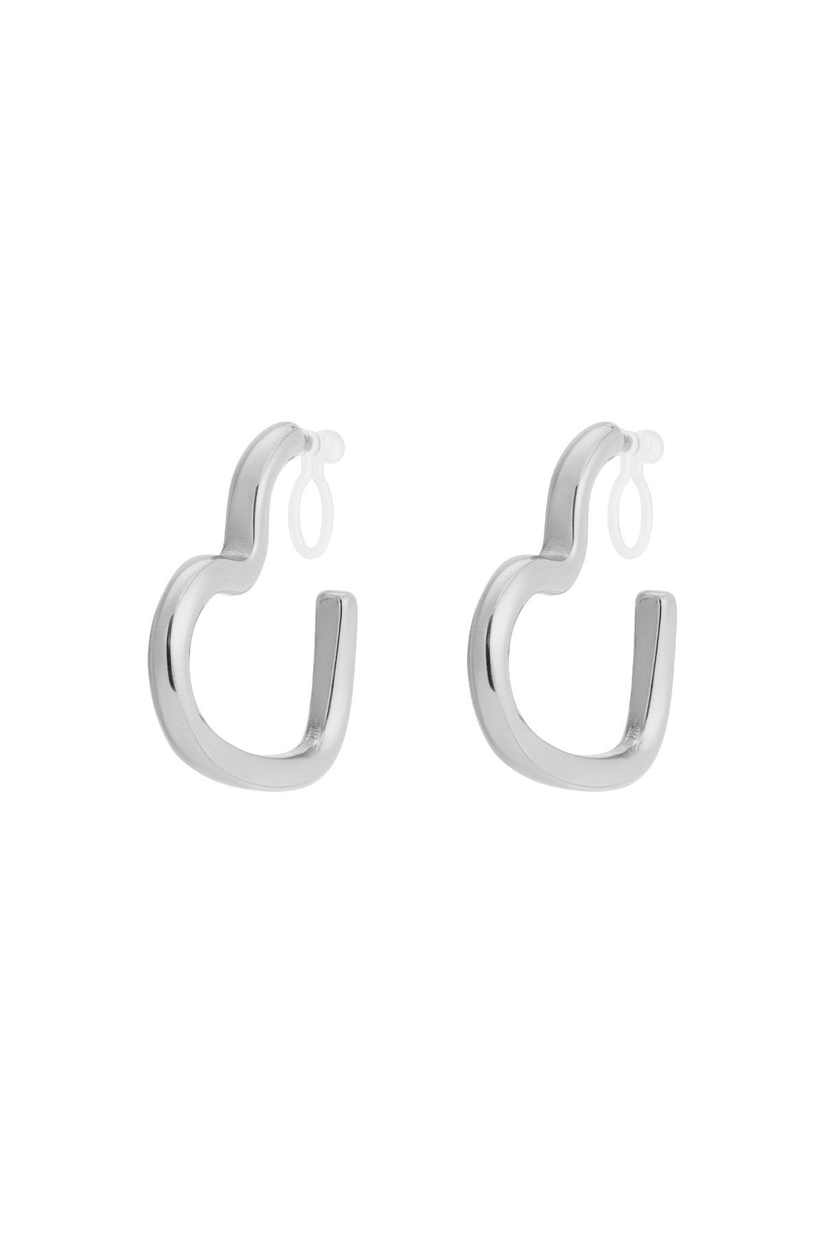 Clip heart hoops silver