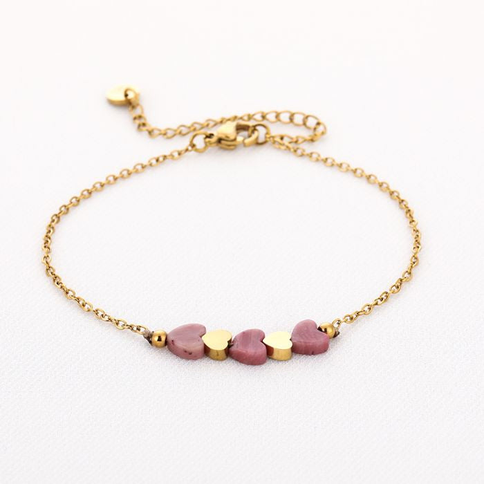 Pink stone bracelet gold