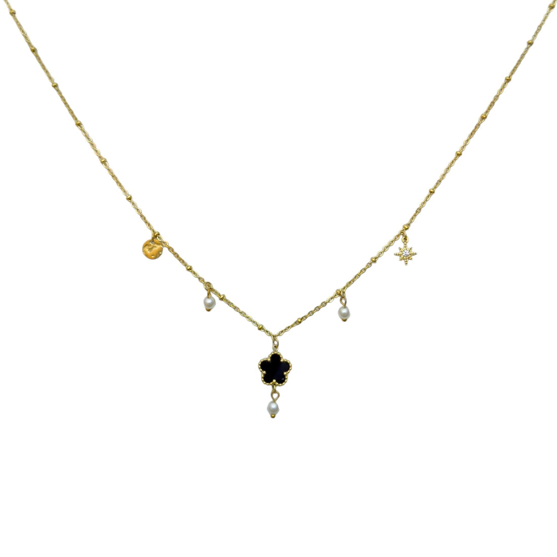 Klaver necklace gold black