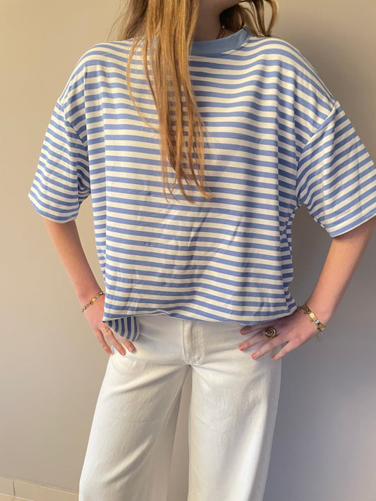 Stripes short sleeve t-shirt blue white