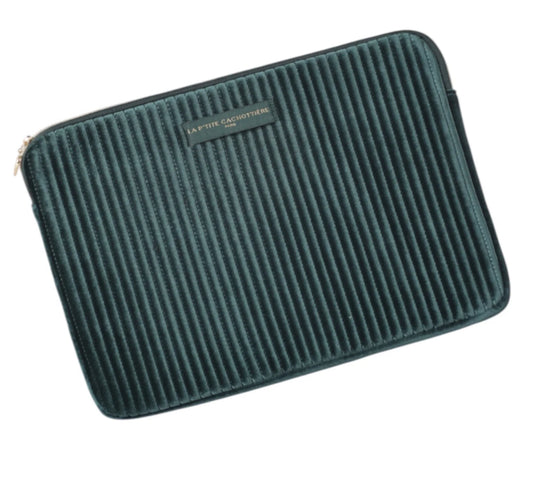Laptophoes velvet 13inch donker groen
