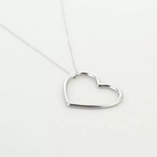 Big charm heart necklace silver
