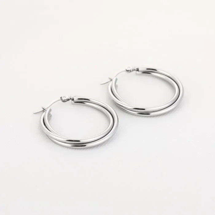 Triple swirl hoops silver