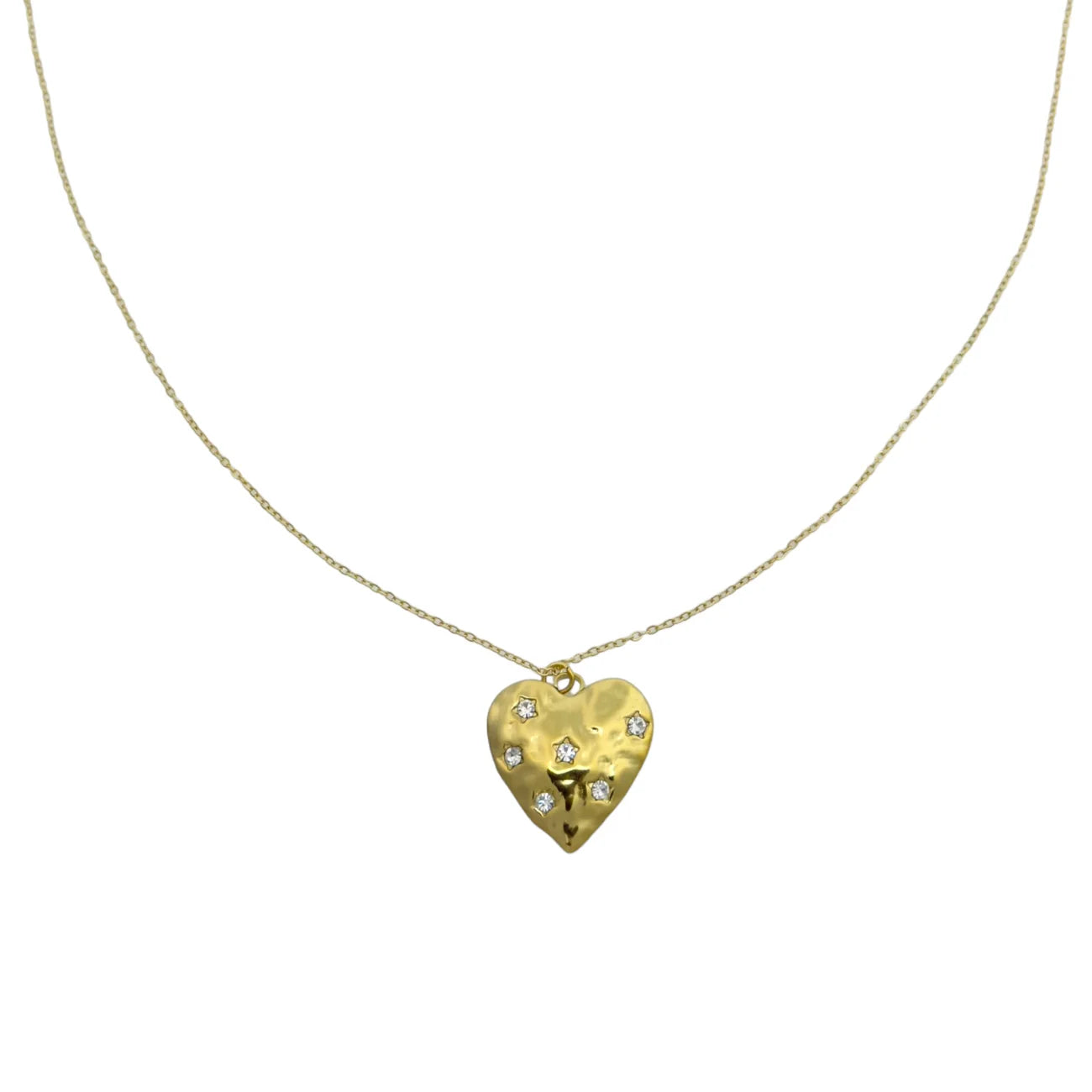 Heart diamond star necklace gold