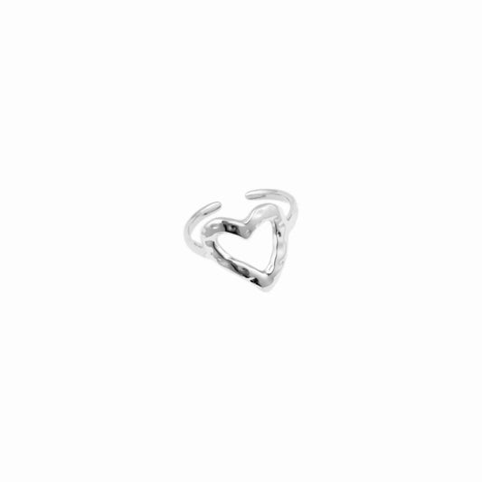 Open heart ring silver