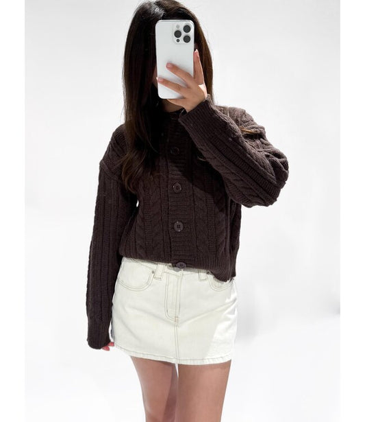 Cable cardigan brown