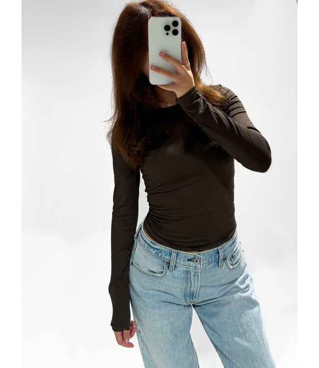 Basic long sleeve Brown - SM