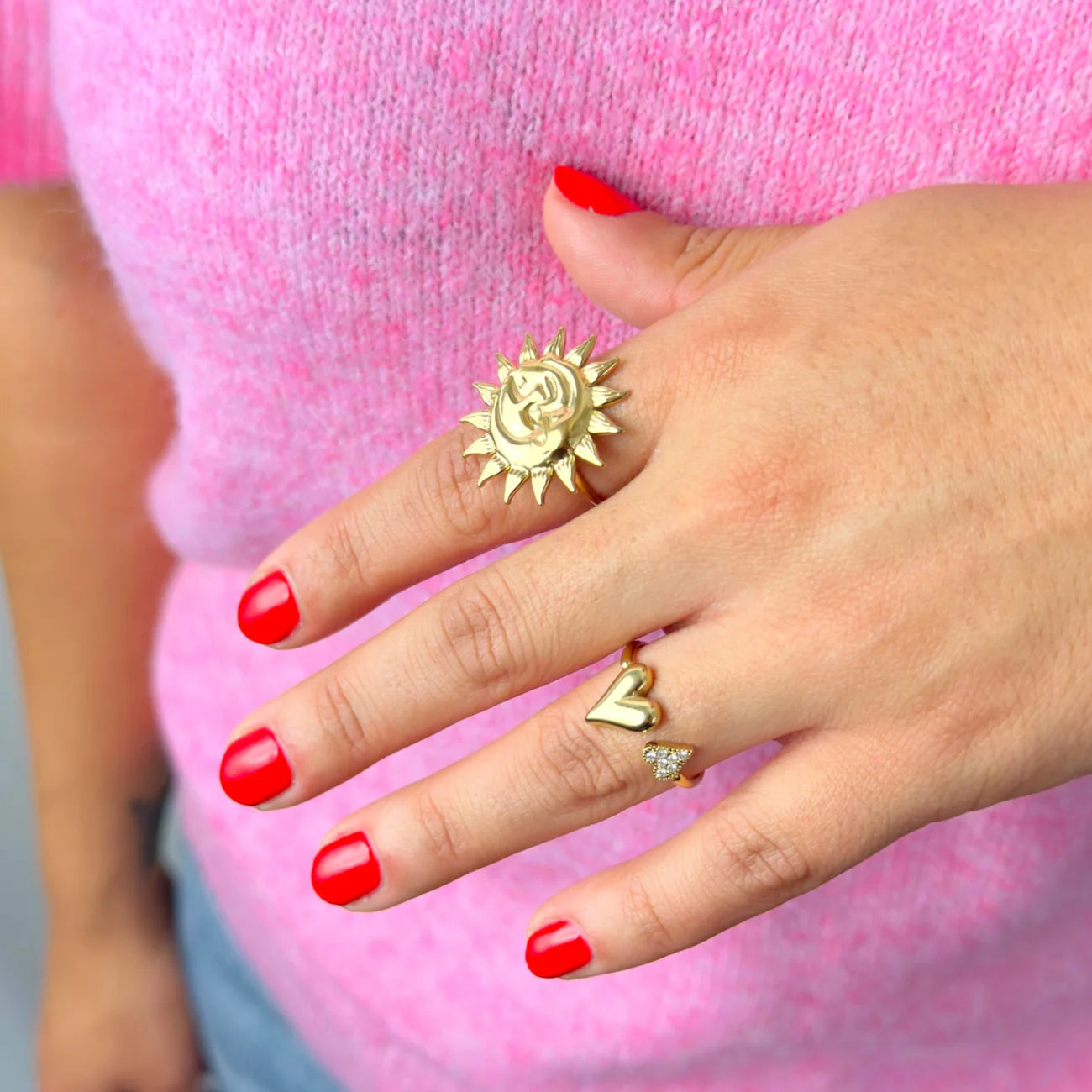 Hearts diamond ring gold