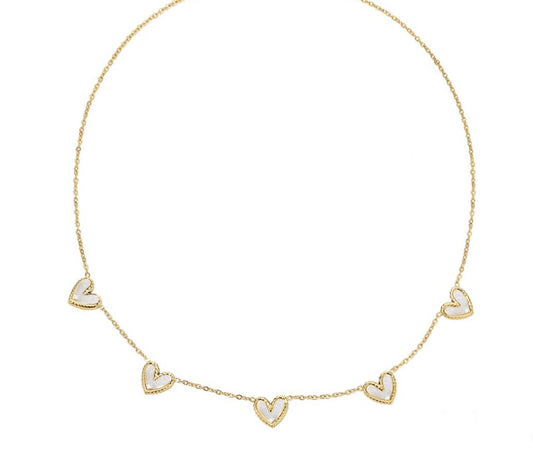 Shell five hearts necklace gold