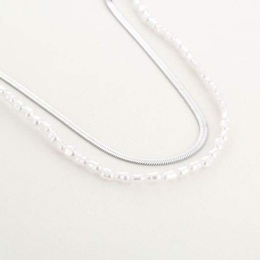 Plated pearl necklace silver