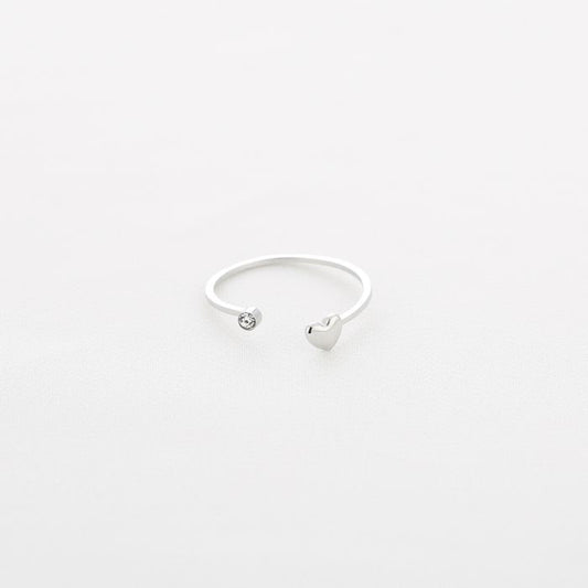 Mini heart diamond ring silver