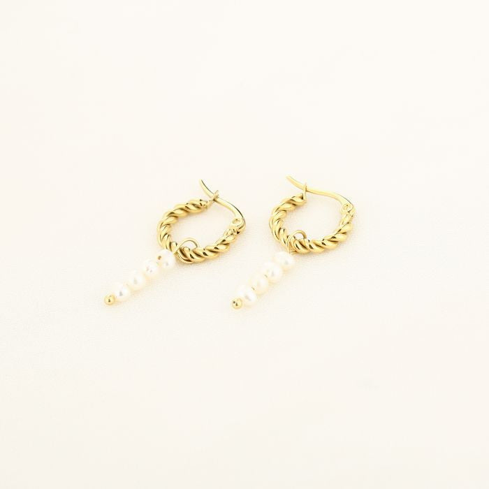 Pearl swirl hoops gold