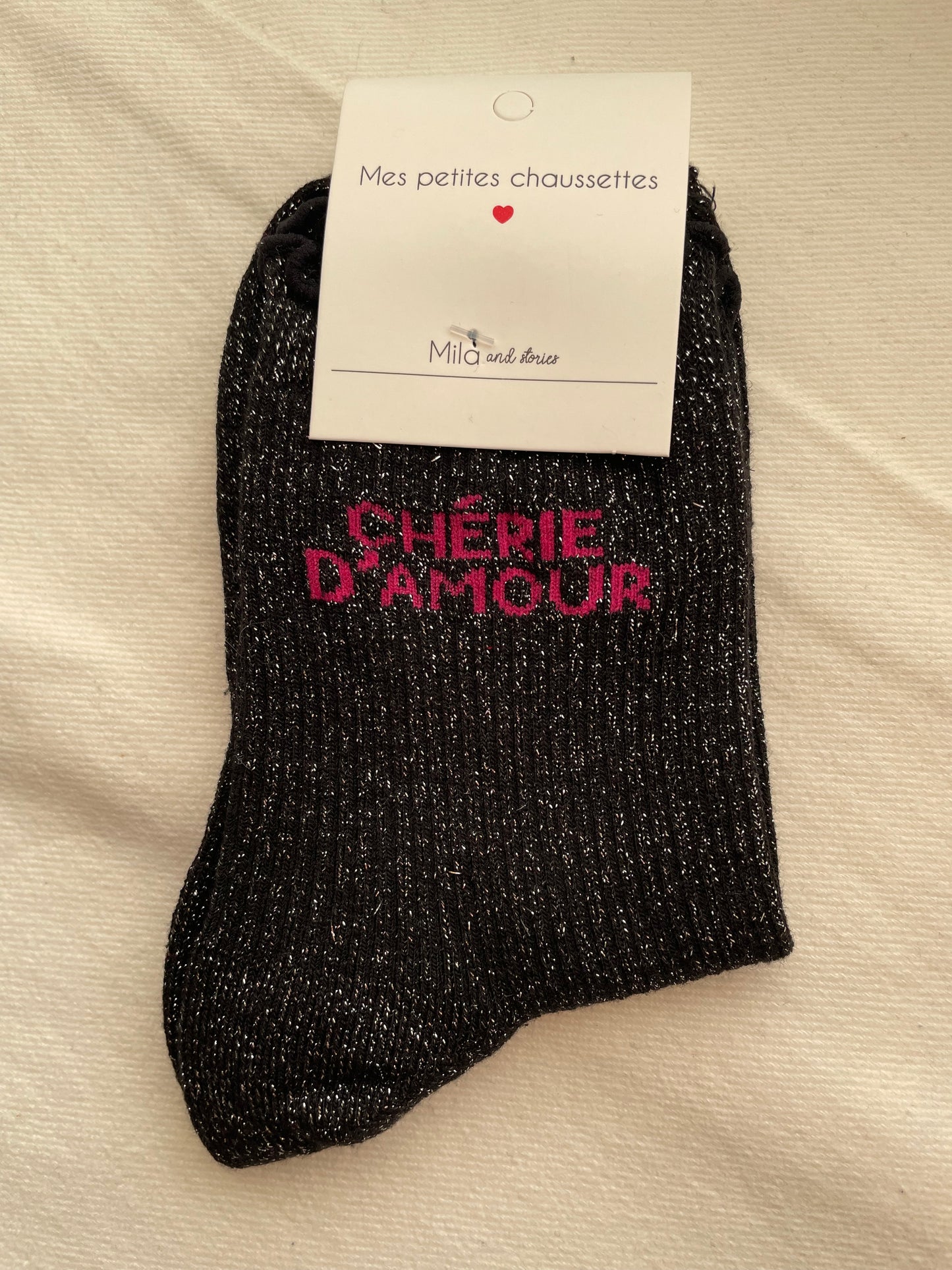 Glitter soks zwart chérie d'amour