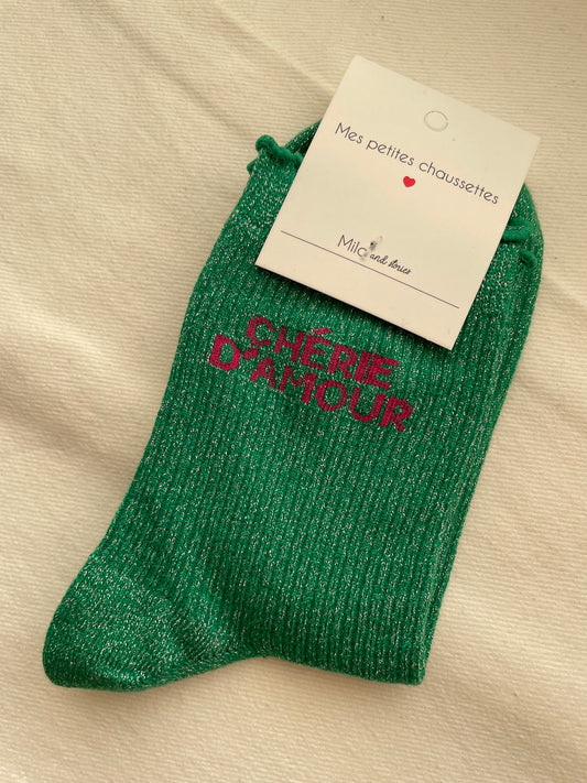 Glitter soks groen chérie d'amour