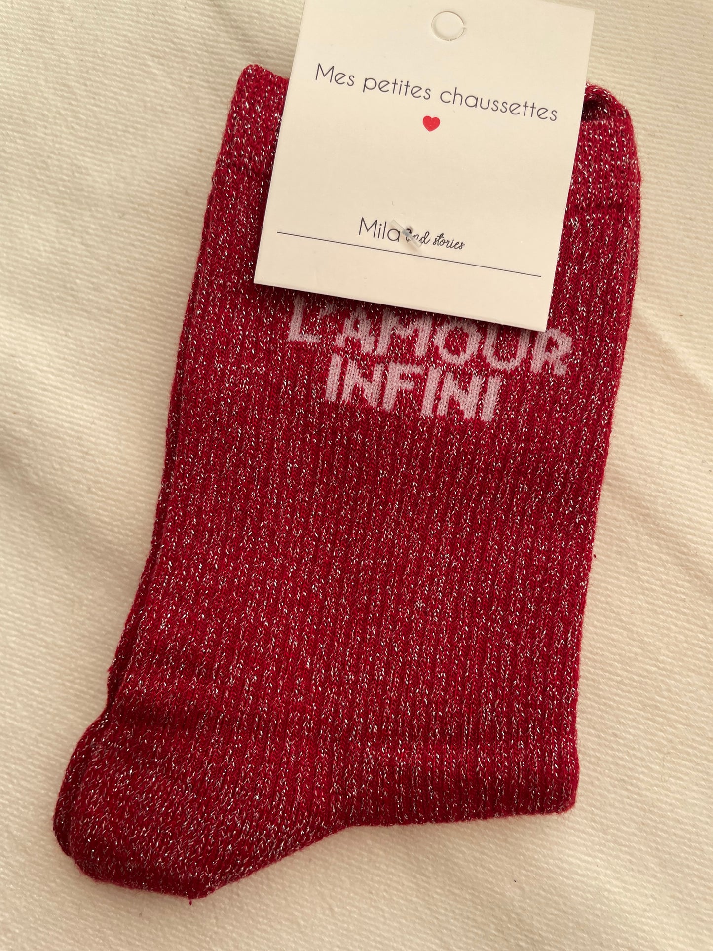 Glitter soks rood l'amour infini