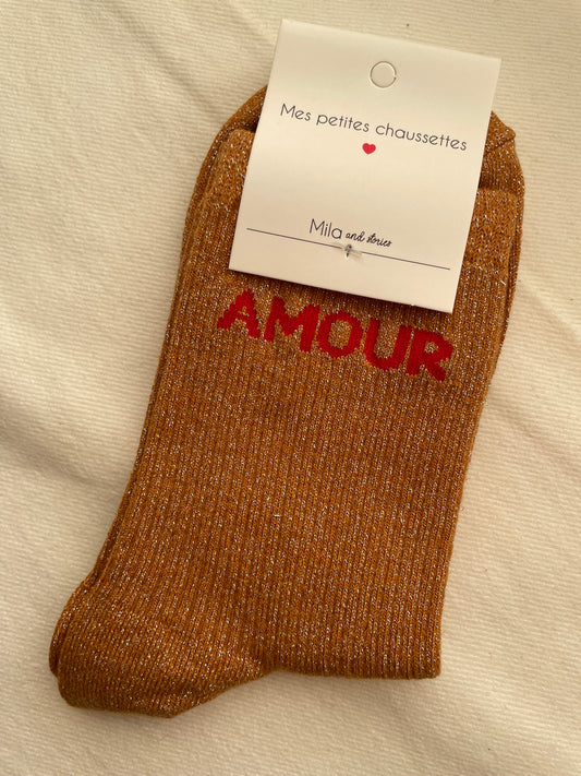 Glitter soks camel amour