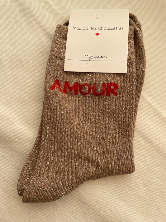 Glitter soks beige amour