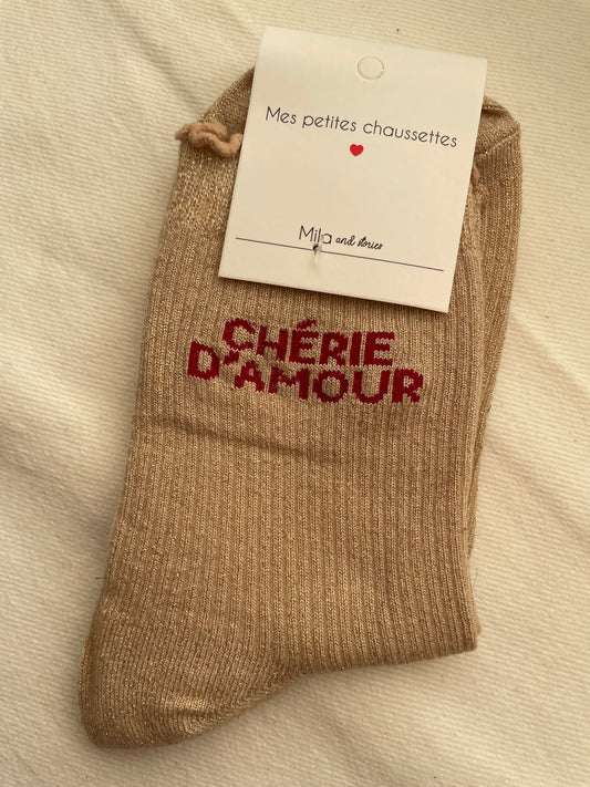Glitter soks beige chérie d'amour