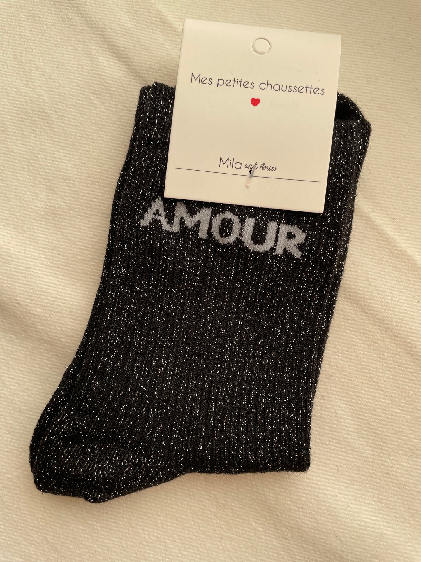 Glitter soks zwart amour