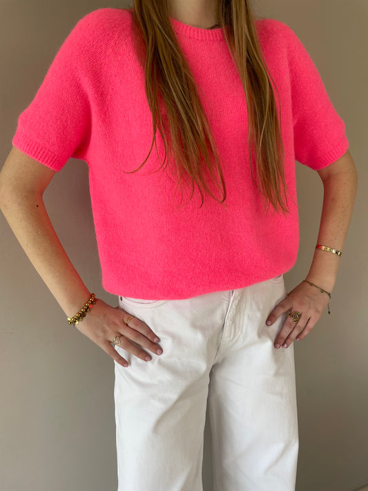 Short sleeve trui coraal