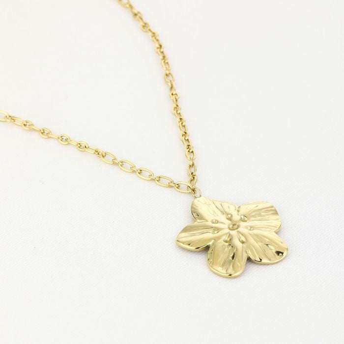 Long flower necklace gold
