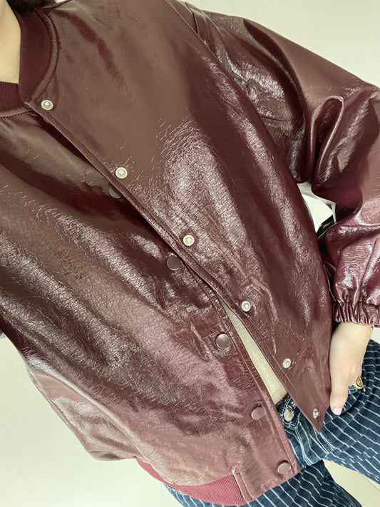 Milou faux leahter jacket bordeaux