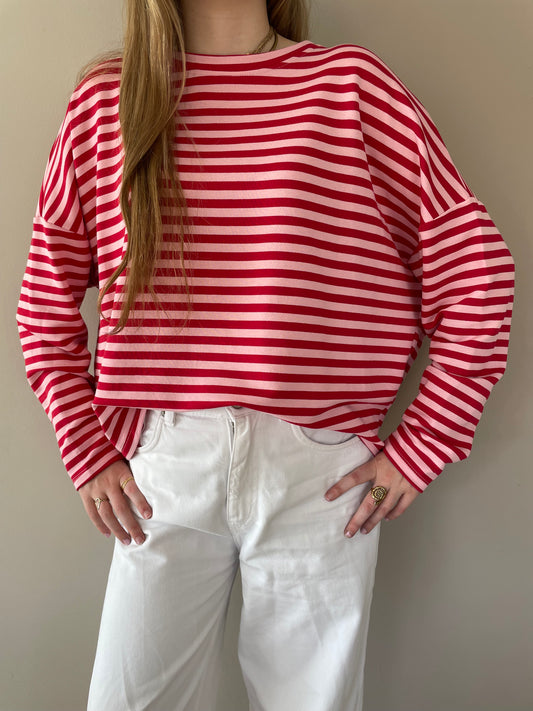 Stripes t-shirt rood roze