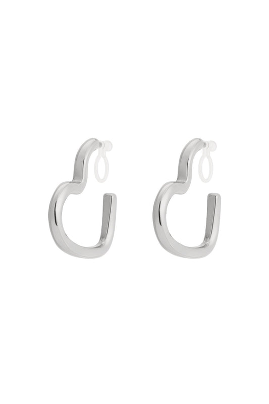 Clip heart hoops silver