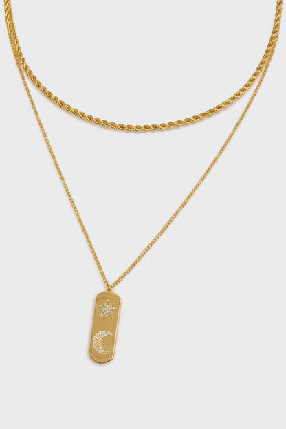 Star moon necklace gold