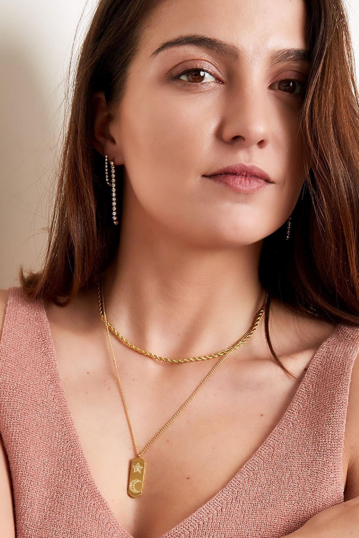 Star moon necklace gold