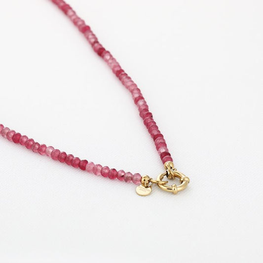 Pink stone necklace gold