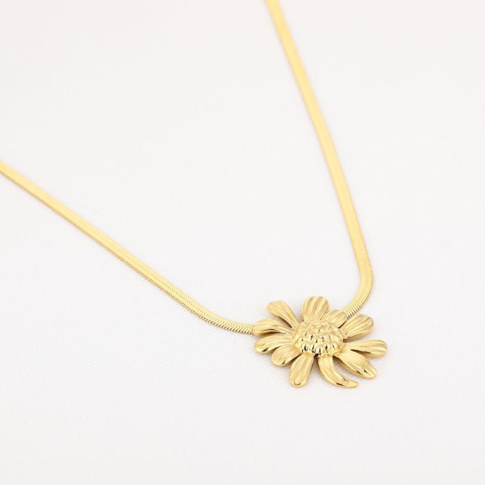 Sunflower necklace gold