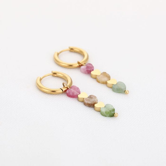 Colorful stone earrings gold