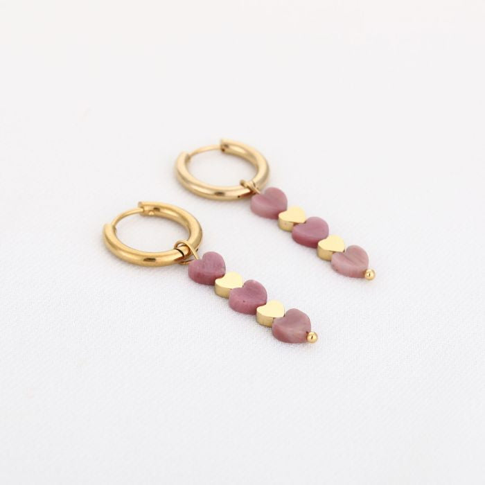 Pink stone earrings gold