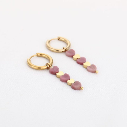 Pink stone earrings gold