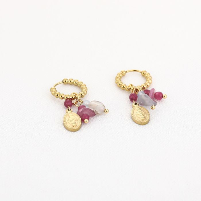 Charm pink earrings gold