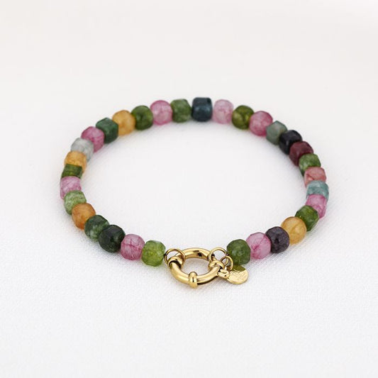 Colorful stone bracelet gold
