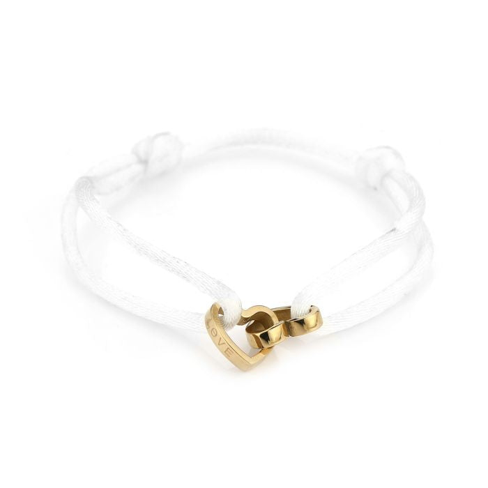 Linked heart bracelet white gold