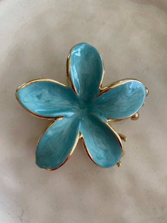 Flower hairclip teal