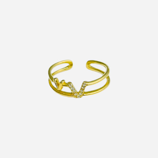 V ring gold