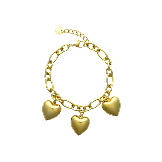 Big hearts bracelet gold