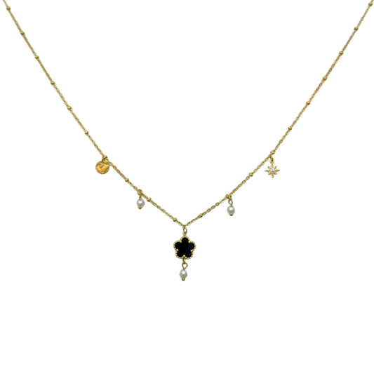 Klaver necklace gold black